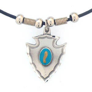 Leather Cord Necklace - Arrowhead and Stone
